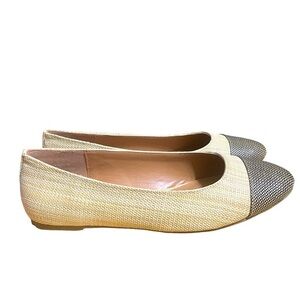 Kensie Allie Cap Toe Neutral Raffia  Woven Ballet Flat Shoes 10 New